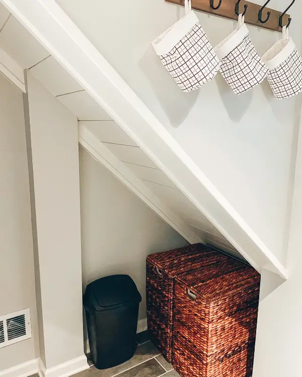 Every laundry room needs a place for laundry baskets. 