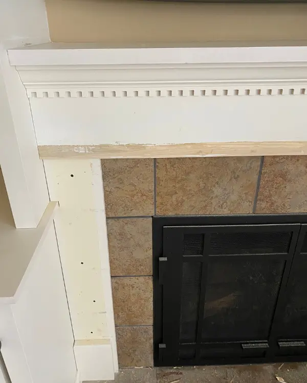 Fireplace after removing decorative trim