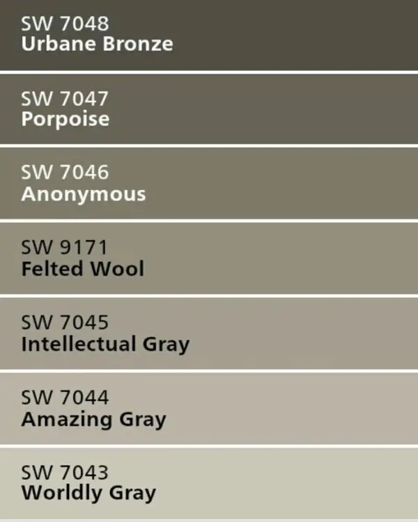 This color chart shows the color that are in the same family. These have more brown in them.