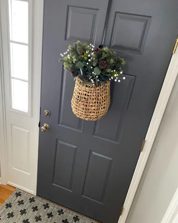 Interior front door painted in SW peppercorn, one of my favorite paint colors