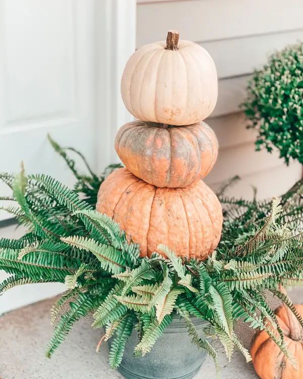 pumpkin stack on the porch