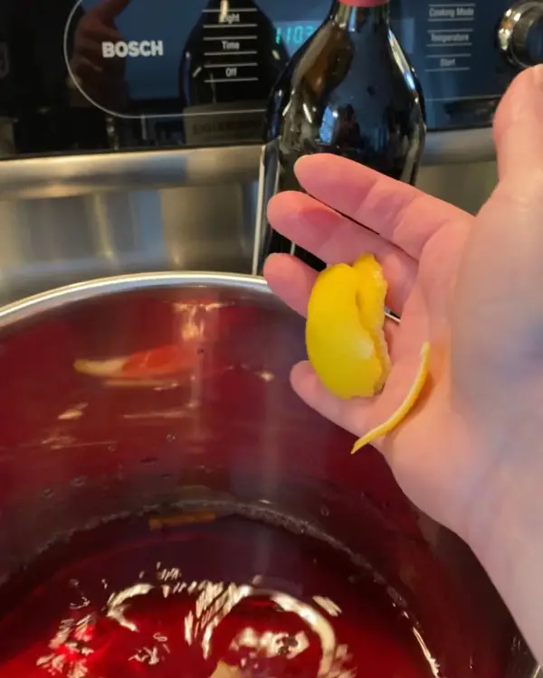 add the lemon peel