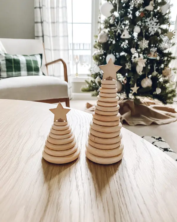 The two different sizes of the DIY Wooden Christmas Tree Ornaments