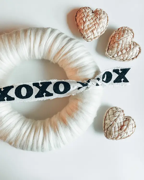This simple minimal wreath is great for decorating for Valentine's Day in subtle ways!