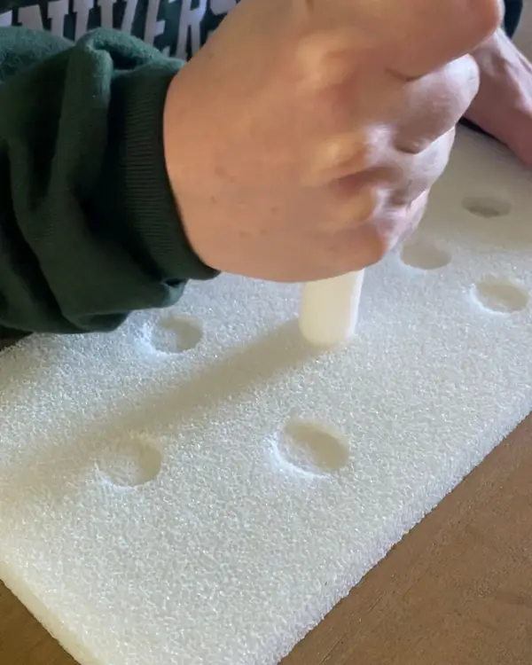 preparing the styrofoam