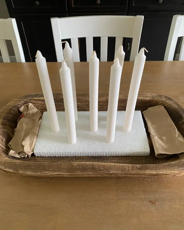 What the candles look like before the acorns are added.