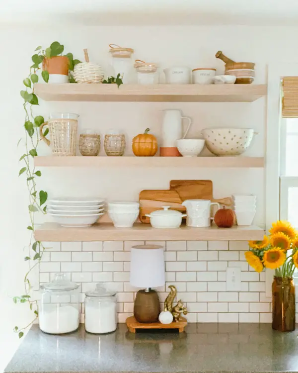 Part of the kitchen remodel was adding open shelves.