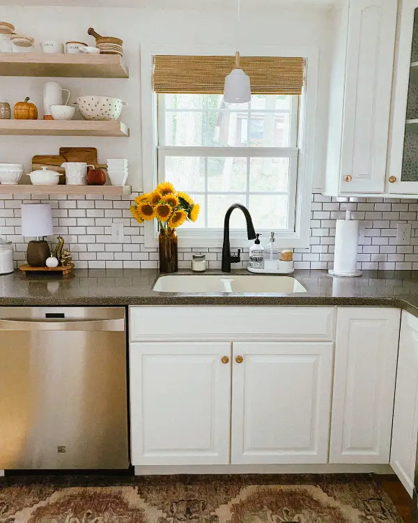 The pendant light  over the sink is a new addition