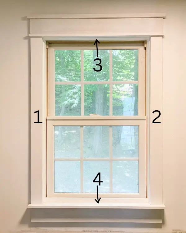 When you make a window trim, start with these four pieces and attach them together.