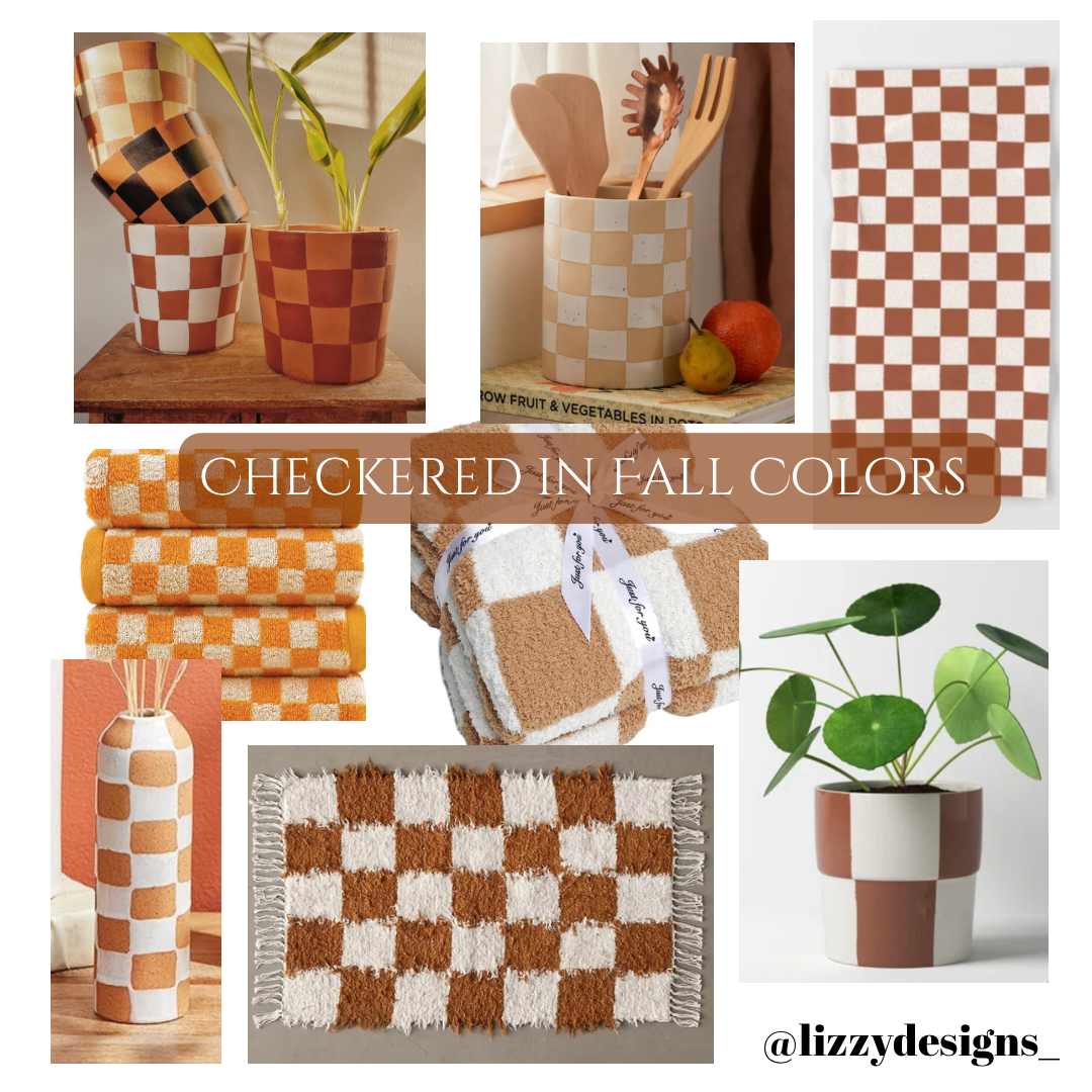 simple fall decor ideas for the home: checkered items in fall colors