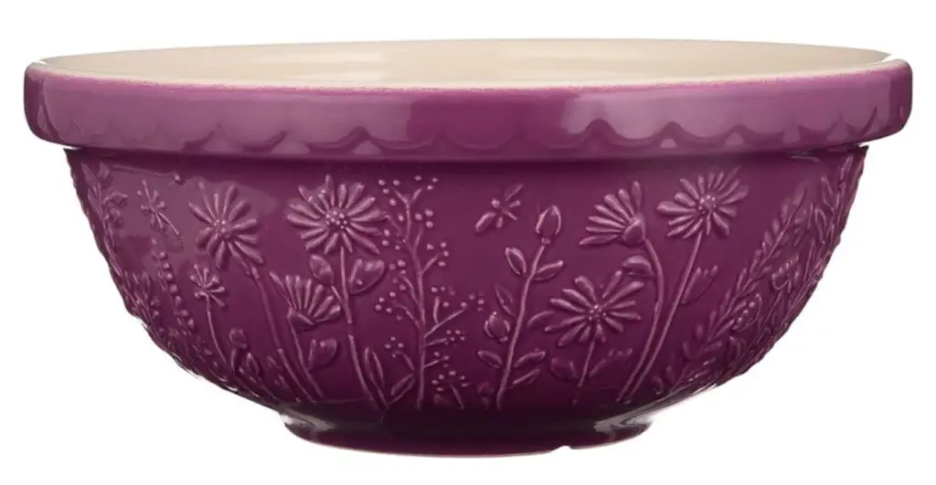 Mason Cash bowl, beautiful shade of purple with flowers